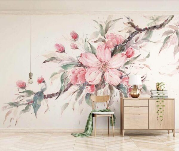 Peinture de fleurs roses sur une branche u29797pih1m 600x505 - Peinture de fleurs roses sur une branche - tegory