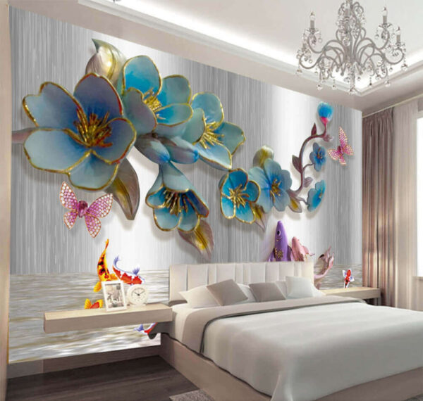 Groupe de poissons et de fleurs Groupe de poissons et de fleurs