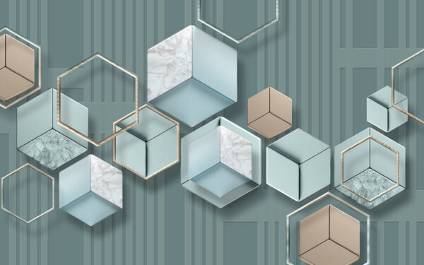 Papier peint avec des hexagones et des formes géométriques u31212p 600x375 - Papier peint avec des hexagones et des formes géométriques - tegory
