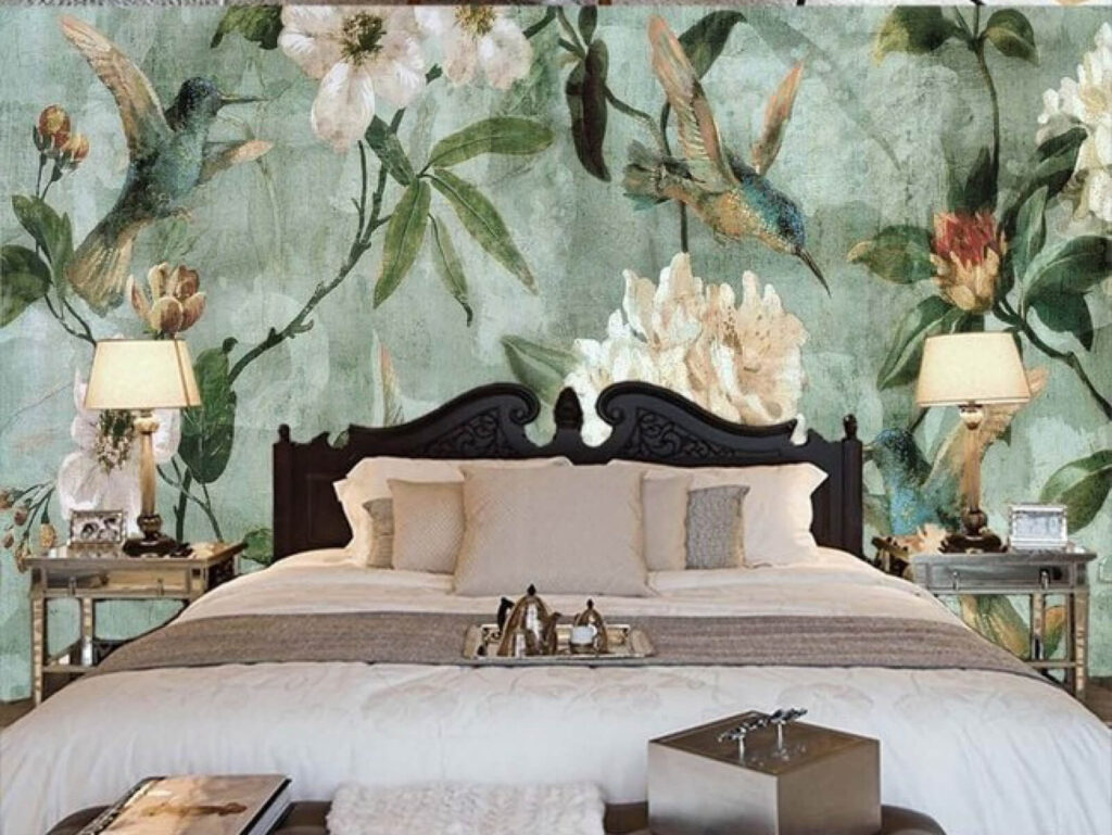 u31277pib1 1024x769 - Papier peint avec des oiseaux et des fleurs - tegory