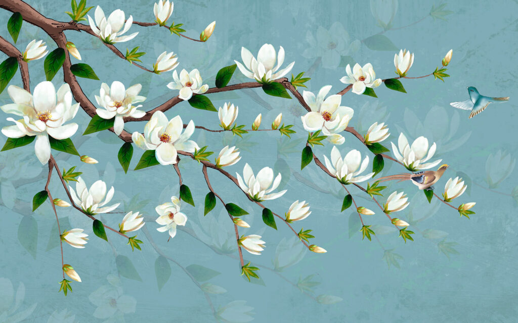 Fleurs blanches sur une branche Fleurs blanches sur une branche
