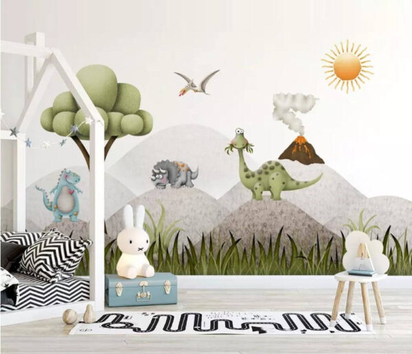Dinosaures de dessins animés dans un paysage Dinosaures de dessins animés dans un paysage
