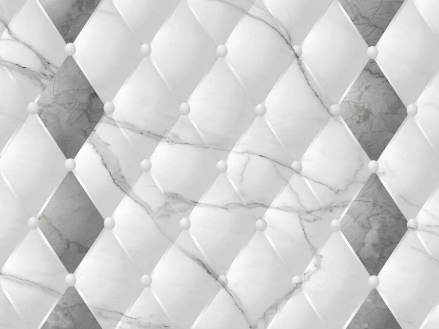 Papier peint Motif en losange blanc et gris – Image 2
