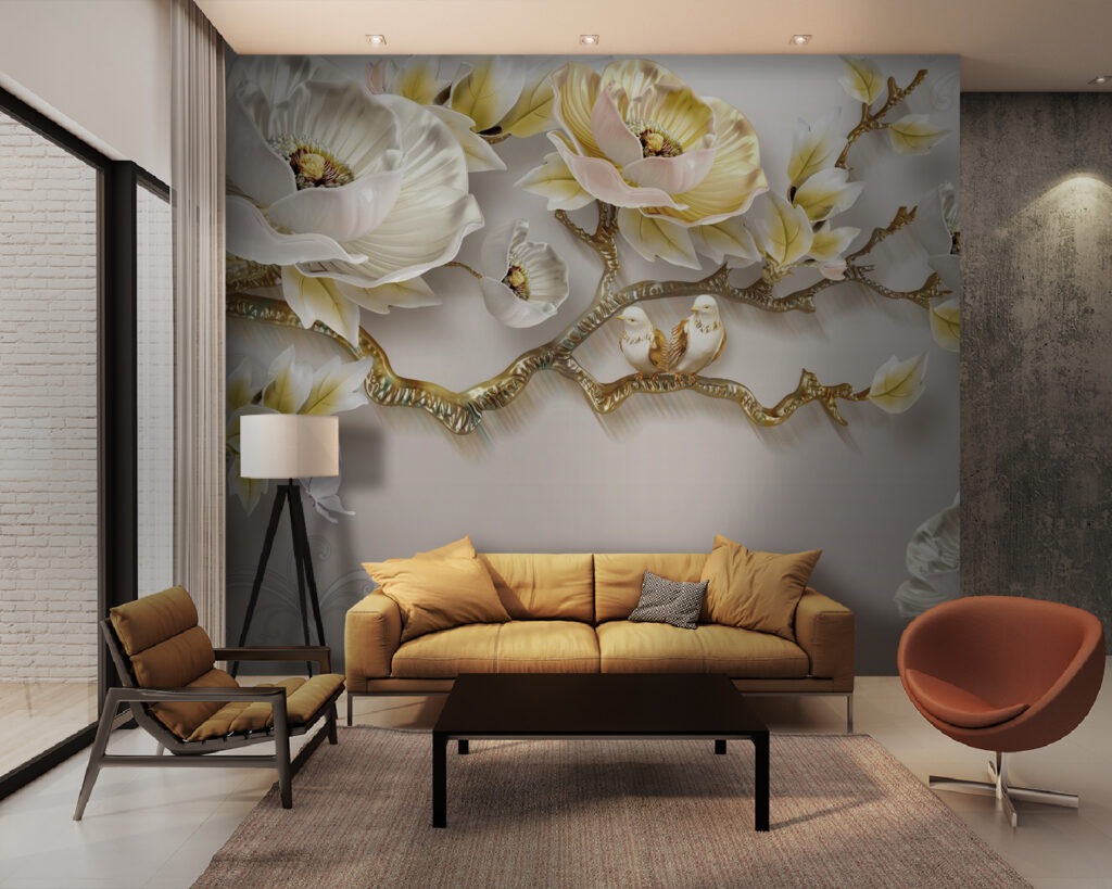 Papier peint avec des fleurs et des oiseaux u31662pig28m 1024x819 - Papier peint avec des fleurs et des oiseaux - tegory