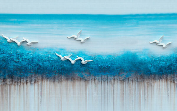 Peinture d'oiseaux volant au-dessus d'un océan bleu u35406p 600x375 - Peinture d'oiseaux volant au-dessus d'un océan bleu - tegory