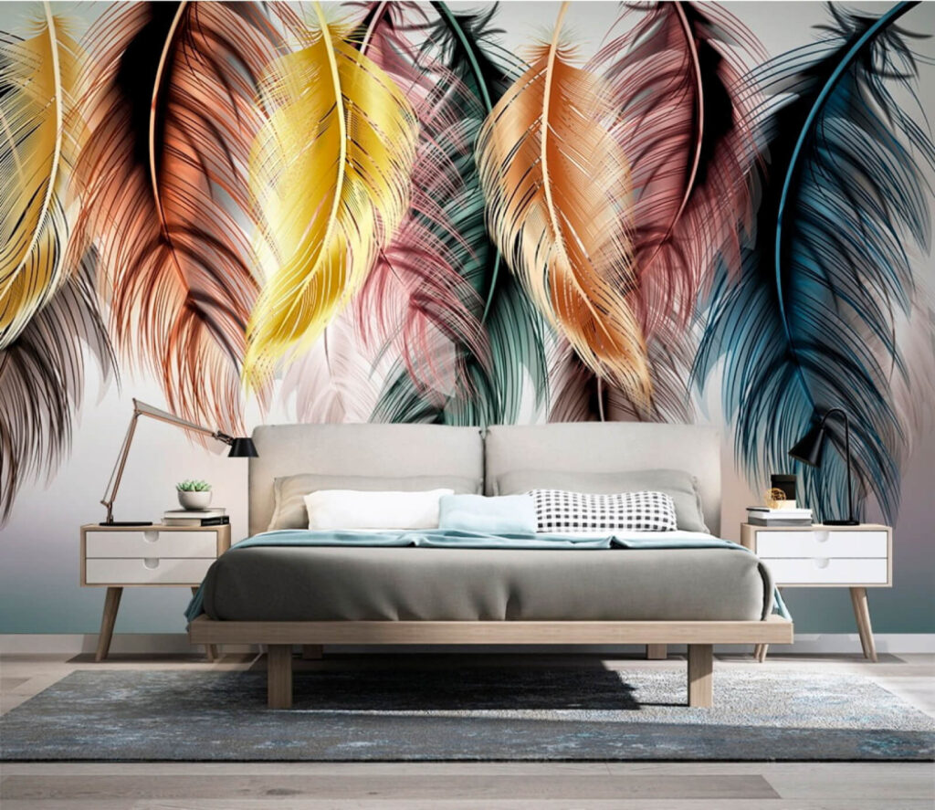 Group of colorful feathers