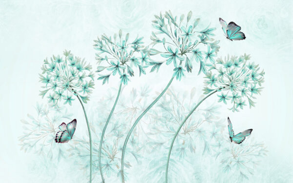 Une peinture de fleurs et de papillons Une peinture de fleurs et de papillons
