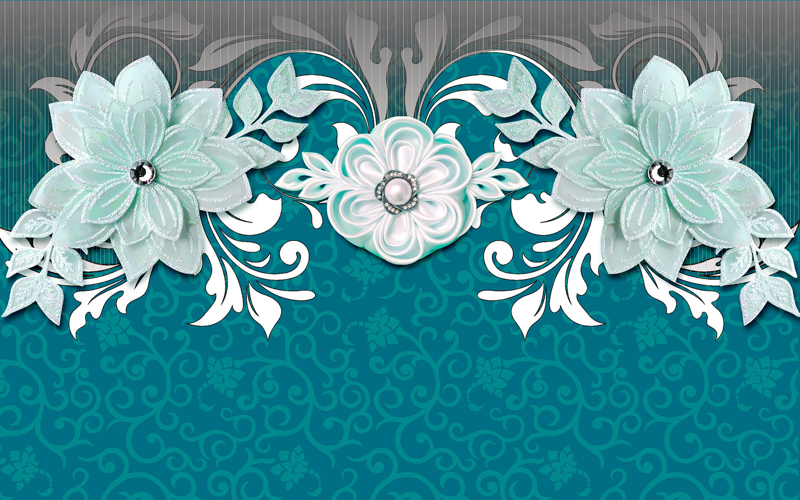 Motif floral bleu et blanc u35763p - Motif floral bleu et blanc - tegory
