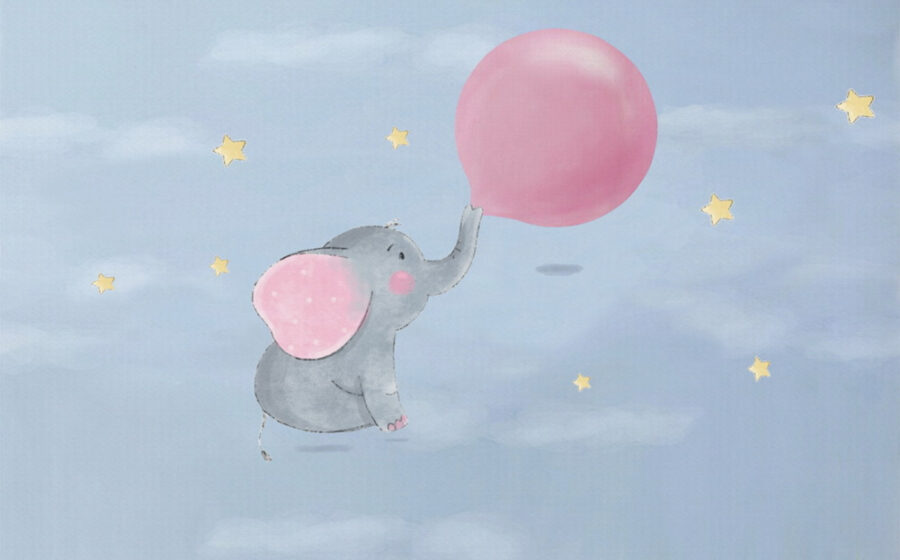 Caricature d'un éléphant tenant un ballon