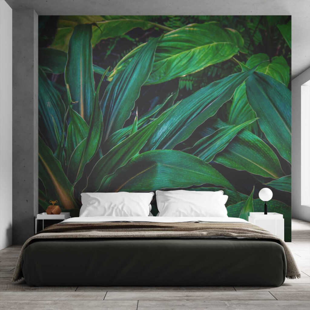 Lush tropical leaves in vibrant green Lush tropical leaves in vibrant green