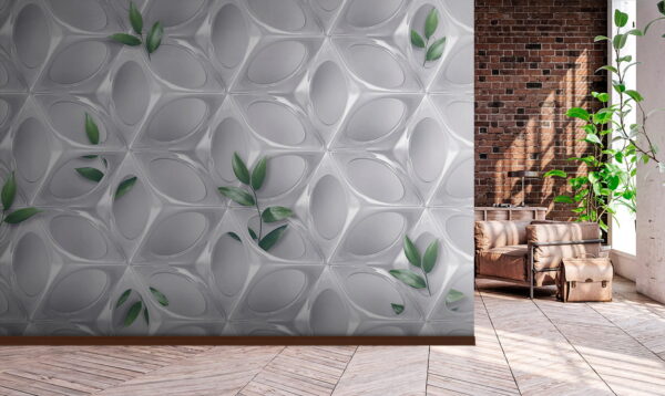 Mur blanc avec des feuilles vertes Mur blanc avec des feuilles vertes