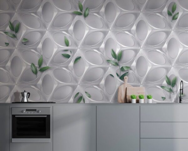 Mur blanc avec des feuilles vertes Mur blanc avec des feuilles vertes