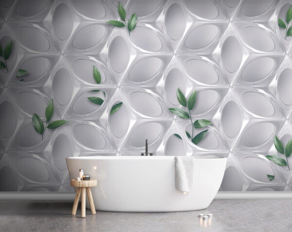 Mur blanc avec des feuilles vertes Mur blanc avec des feuilles vertes