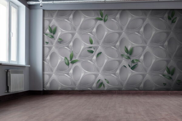 Mur blanc avec des feuilles vertes Mur blanc avec des feuilles vertes