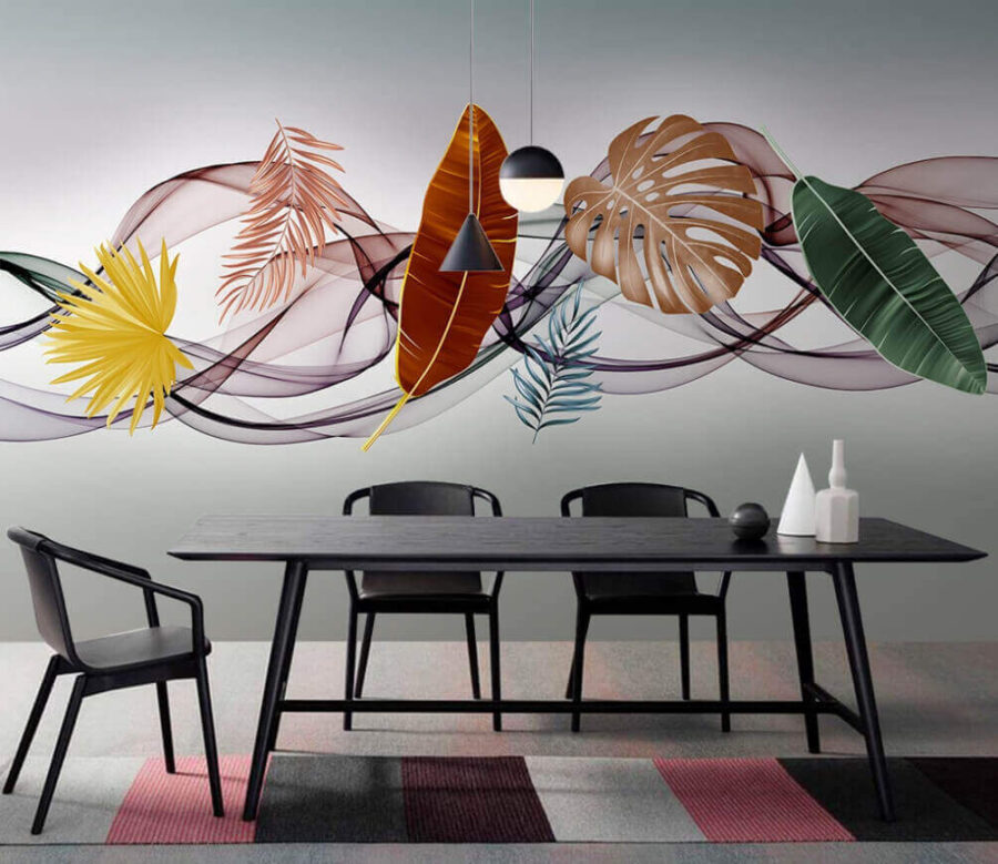 Groupe de feuilles et de vagues Groupe de feuilles et de vagues