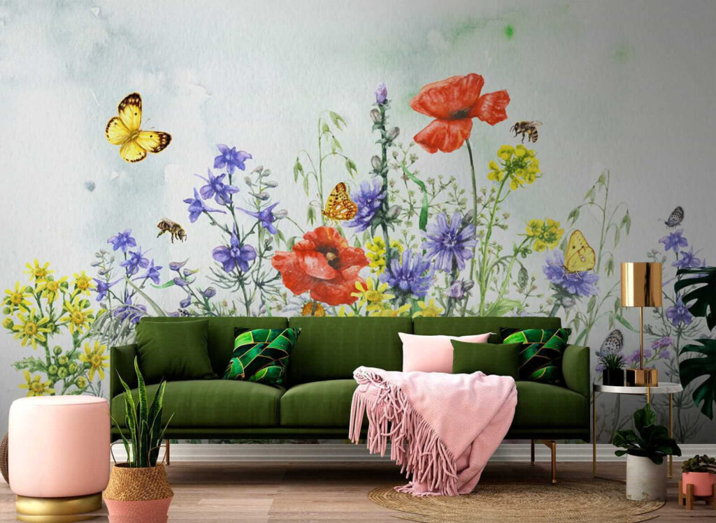 Painting of flowers and butterflies Painting of flowers and butterflies