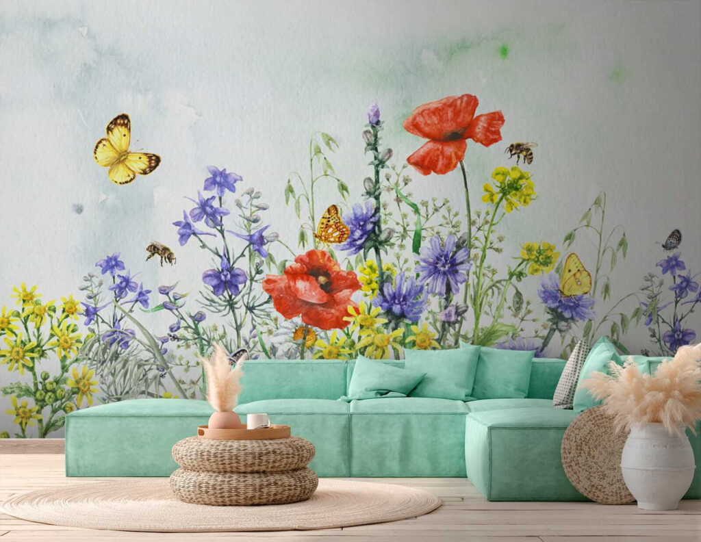 Painting of flowers and butterflies Painting of flowers and butterflies