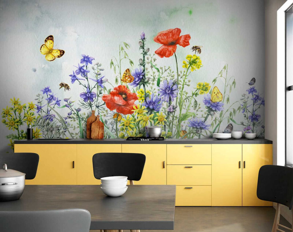 Painting of flowers and butterflies Painting of flowers and butterflies