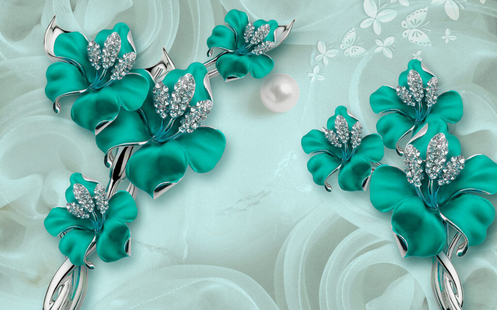 Élégant chef-d'œuvre floral turquoise Élégant chef-d'œuvre floral turquoise