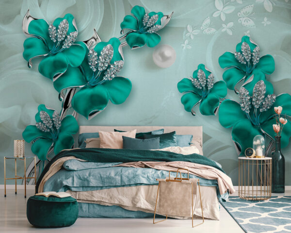 Élégant chef-d'œuvre floral turquoise Élégant chef-d'œuvre floral turquoise