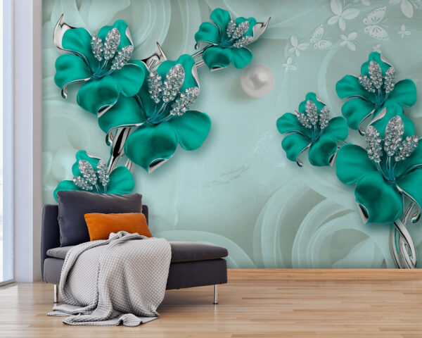 Élégant chef-d'œuvre floral turquoise Élégant chef-d'œuvre floral turquoise