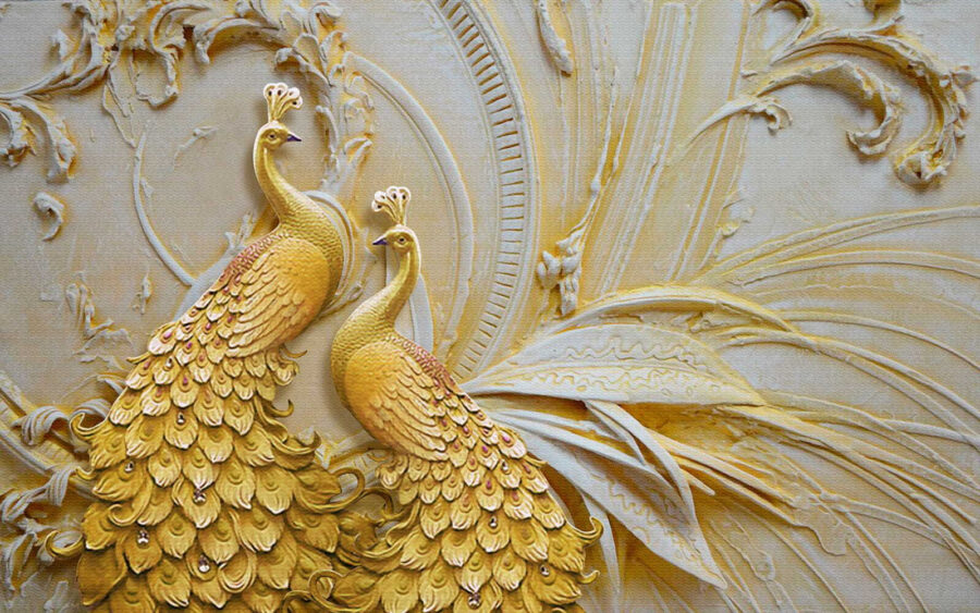 Paons élégants en relief orné