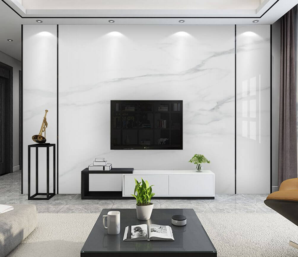 White marble surface with black veins White marble surface with black veins