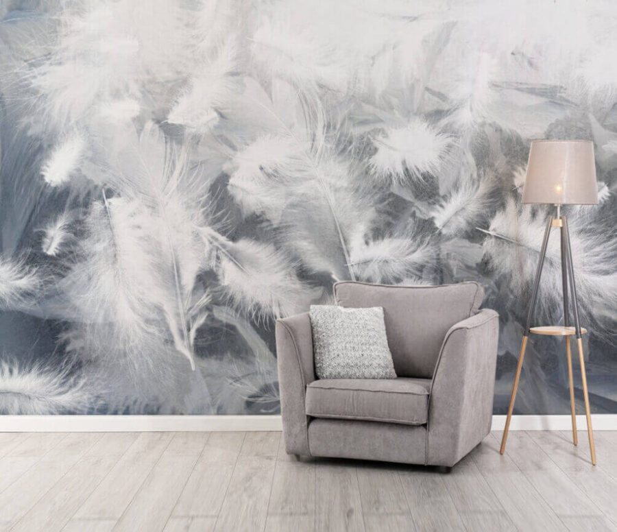 Plumes blanches sur une fenêtre