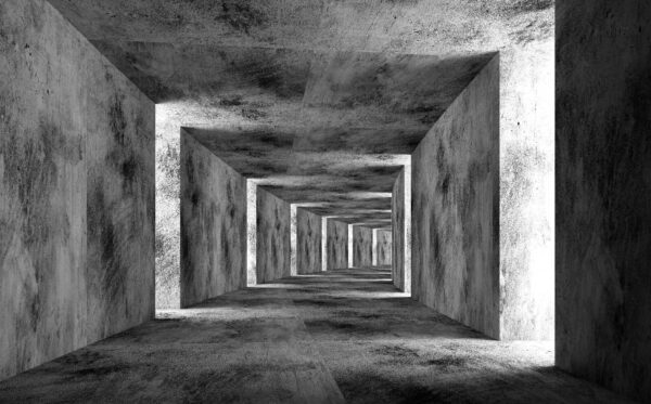 Pièce avec des murs en béton et un plafond carré Pièce avec des murs en béton et un plafond carré