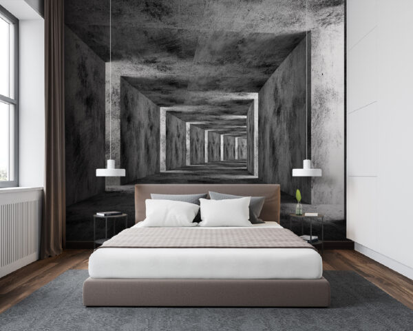 Pièce avec des murs en béton et un plafond carré Pièce avec des murs en béton et un plafond carré