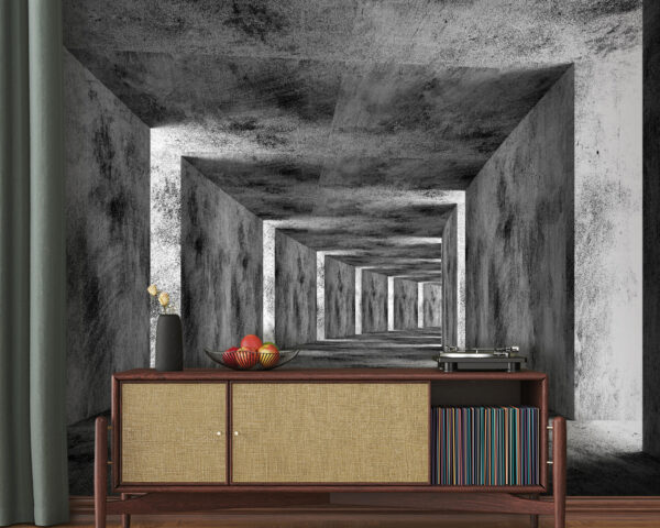 Pièce avec des murs en béton et un plafond carré Pièce avec des murs en béton et un plafond carré