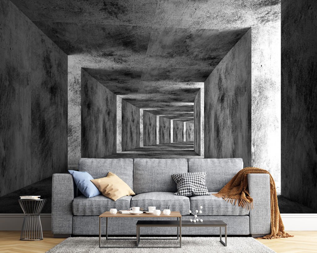 Room with concrete walls and a square ceiling Room with concrete walls and a square ceiling