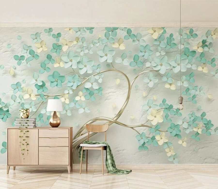 Arbre avec fleurs et feuilles Arbre avec fleurs et feuilles