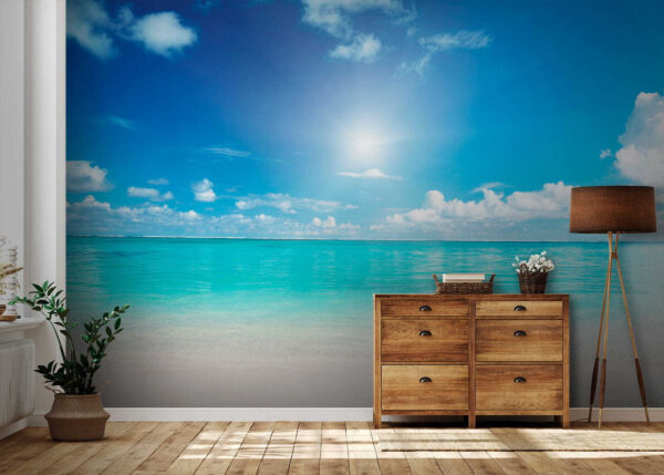Ciel bleu avec nuages et plage de sable Ciel bleu avec nuages et plage de sable