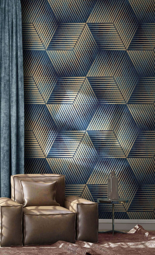Motif de cubes bleus et havanes Motif de cubes bleus et havanes