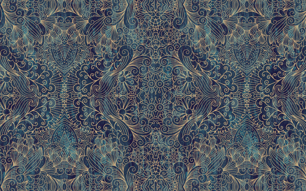 Intricate blue symmetrical floral design Intricate blue symmetrical floral design