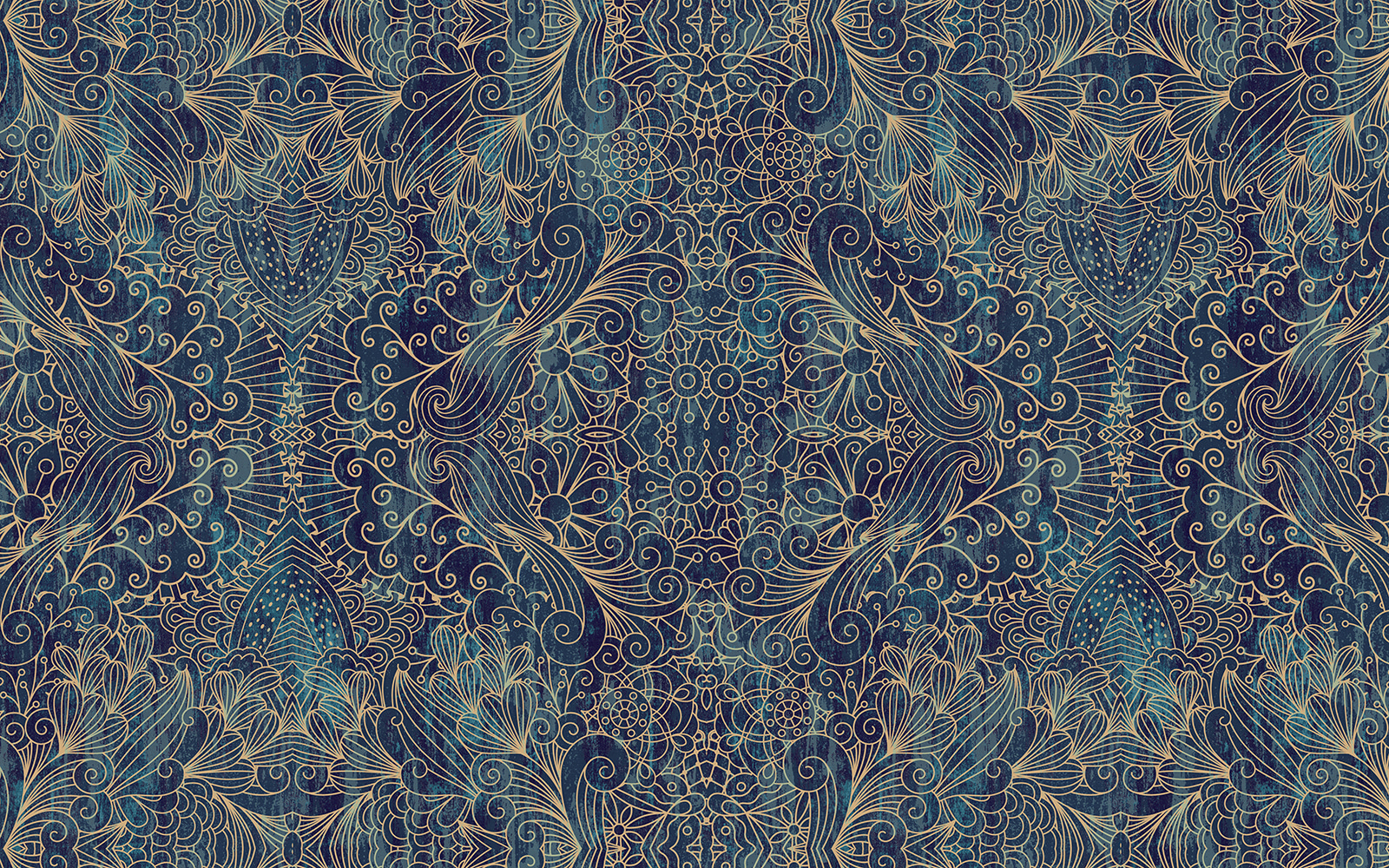 Intricate blue symmetrical floral design Intricate blue symmetrical floral design