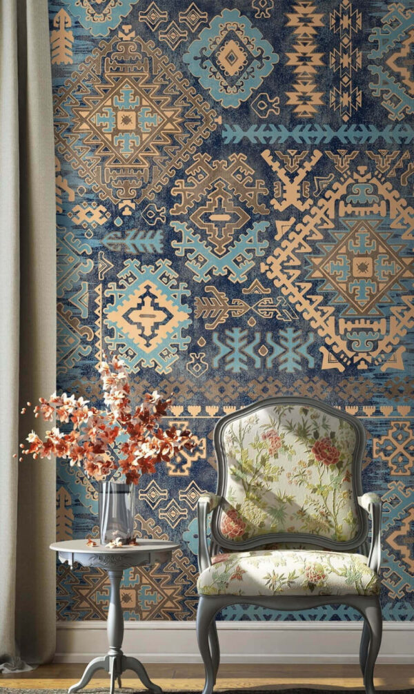 Tissu à motifs bleu et orange Tissu à motifs bleu et orange