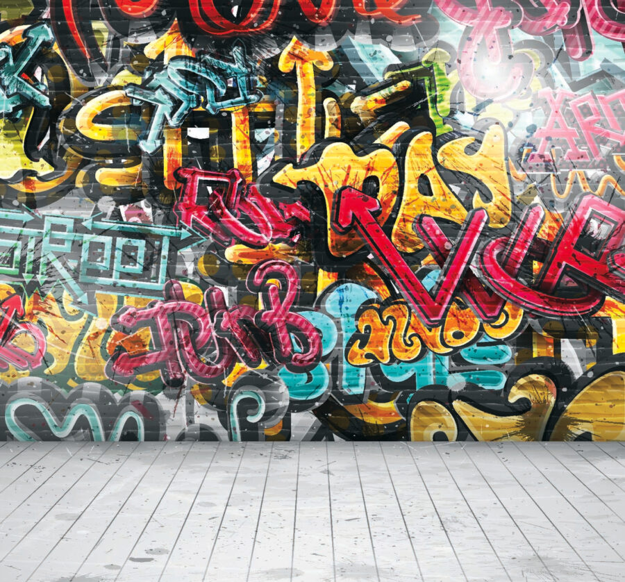 Papier peint Mur couvert de graffitis – Image 8