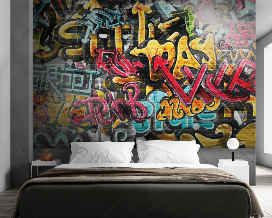 Papier peint Mur couvert de graffitis – Image 3
