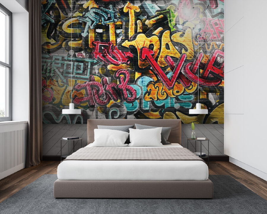 Papier peint Mur couvert de graffitis – Image 4