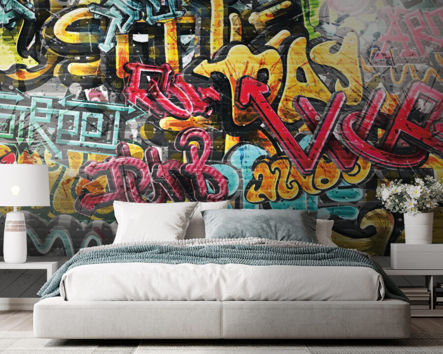 Papier peint Mur couvert de graffitis – Image 2