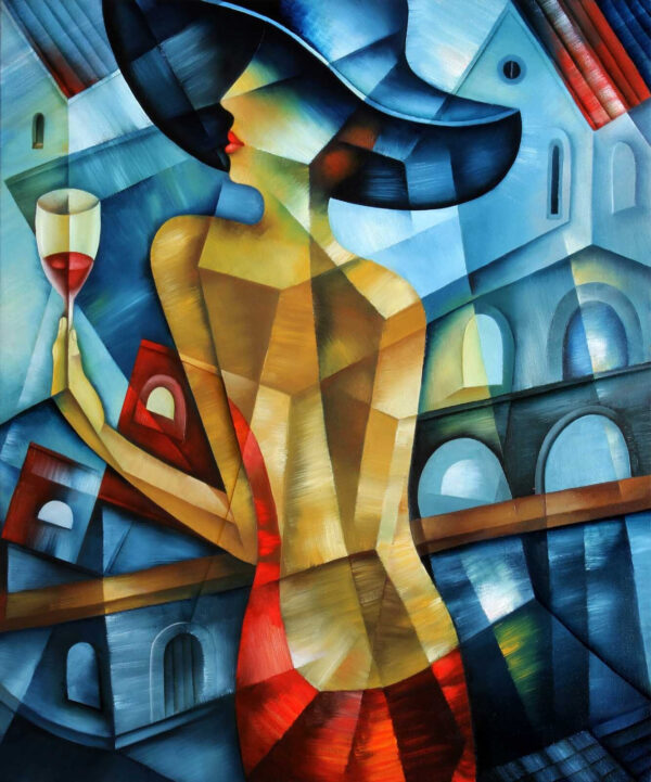 Peinture d'une femme tenant un verre de vin Peinture d'une femme tenant un verre de vin
