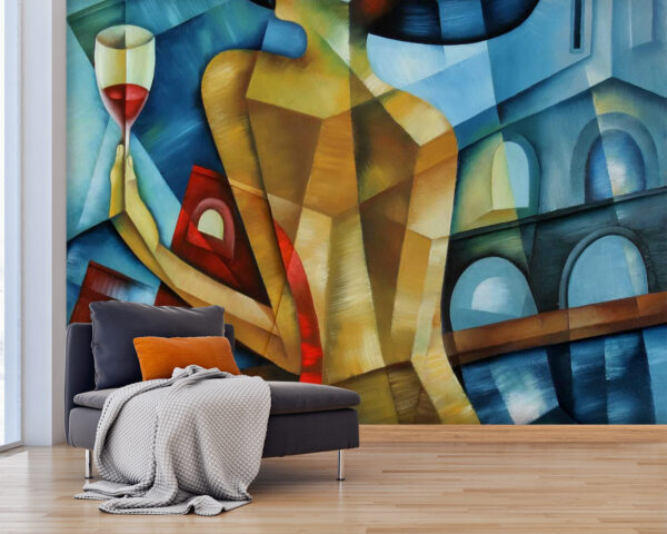 Peinture d'une femme tenant un verre de vin Peinture d'une femme tenant un verre de vin