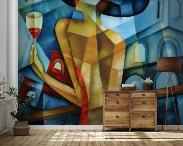 Peinture d'une femme tenant un verre de vin Peinture d'une femme tenant un verre de vin
