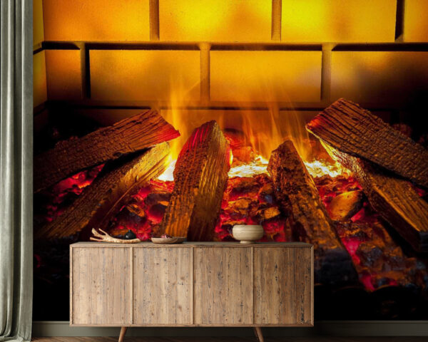 Fire in a fireplace Fire in a fireplace