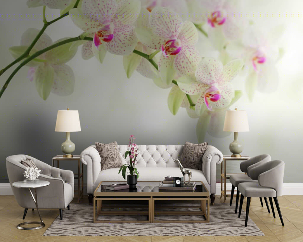 Delicate orchids over gentle water