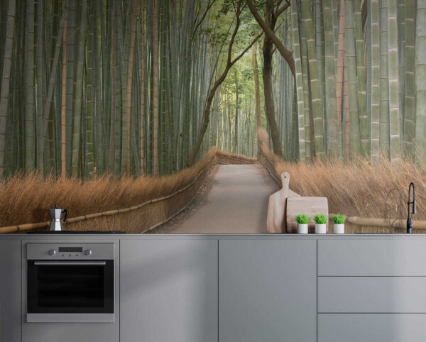 Chemin à travers une forêt de bambous Chemin à travers une forêt de bambous