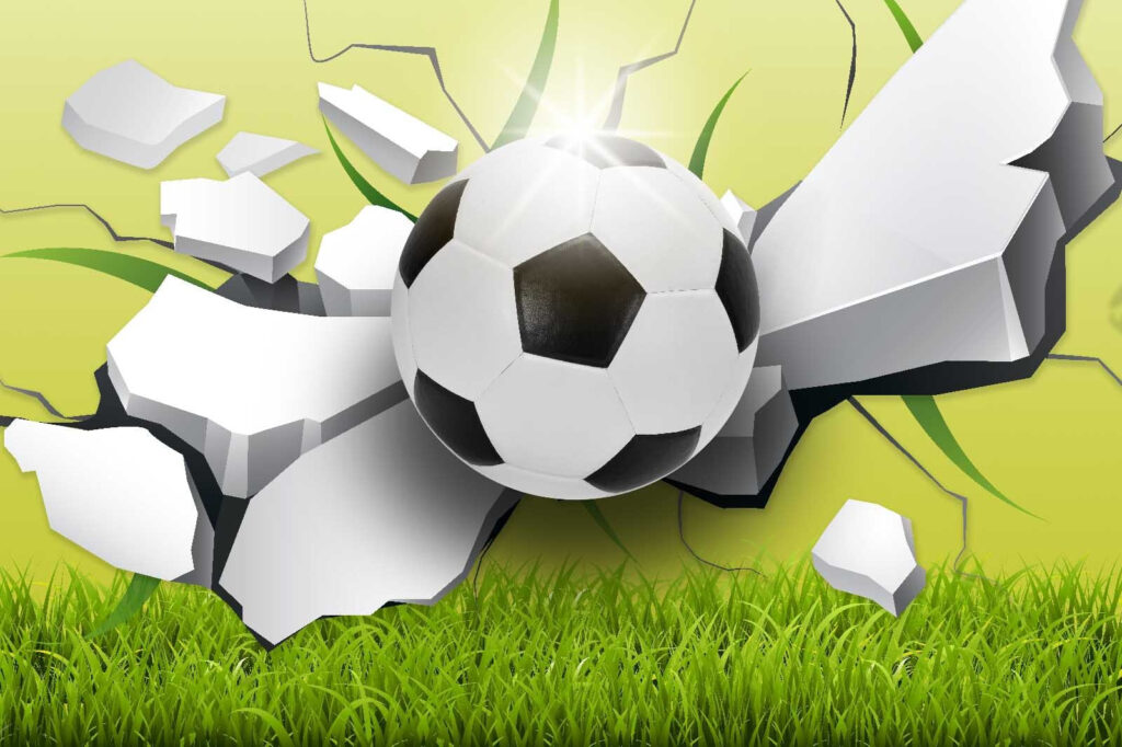 Ballon de football traversant un mur Ballon de football traversant un mur