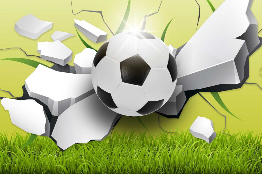 Ballon de football traversant un mur